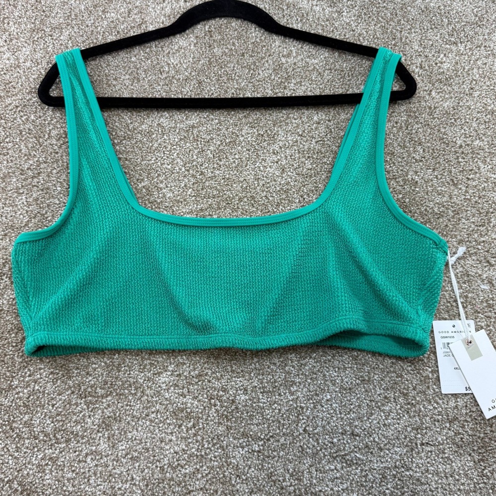 Good American Always Fits Scoop Bikini Top Jade Green Swim Wear Plus 4XL 5XL NEW